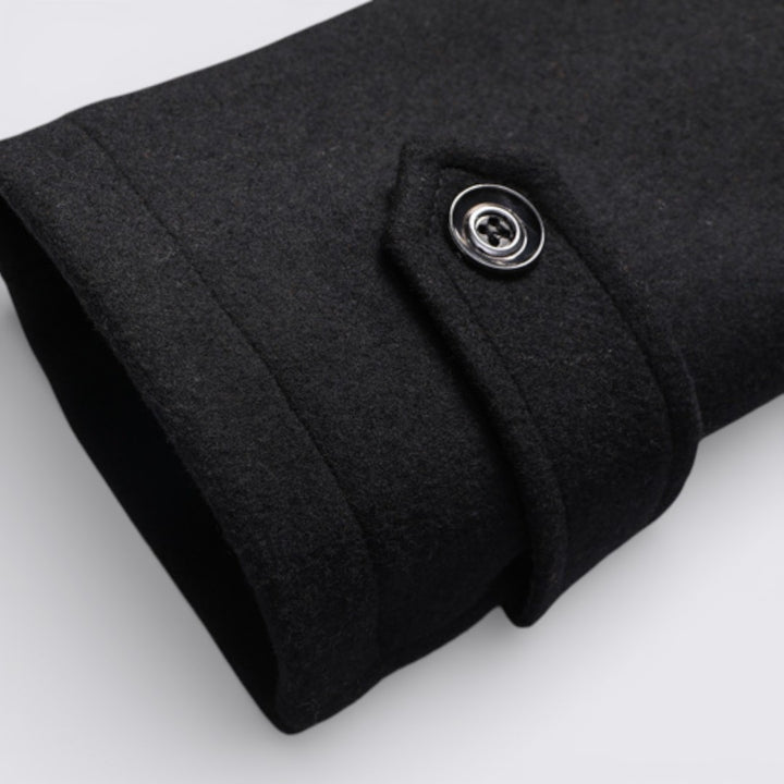 Herren Mantel mit Stehkragen - Langer Mantel - Reißverschluss Vorne