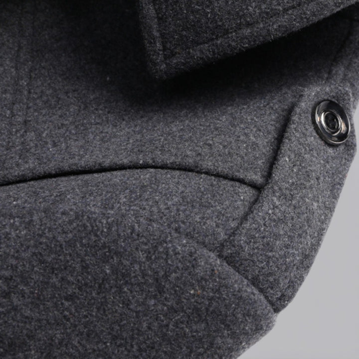 Herren Mantel mit Stehkragen - Langer Mantel - Reißverschluss Vorne