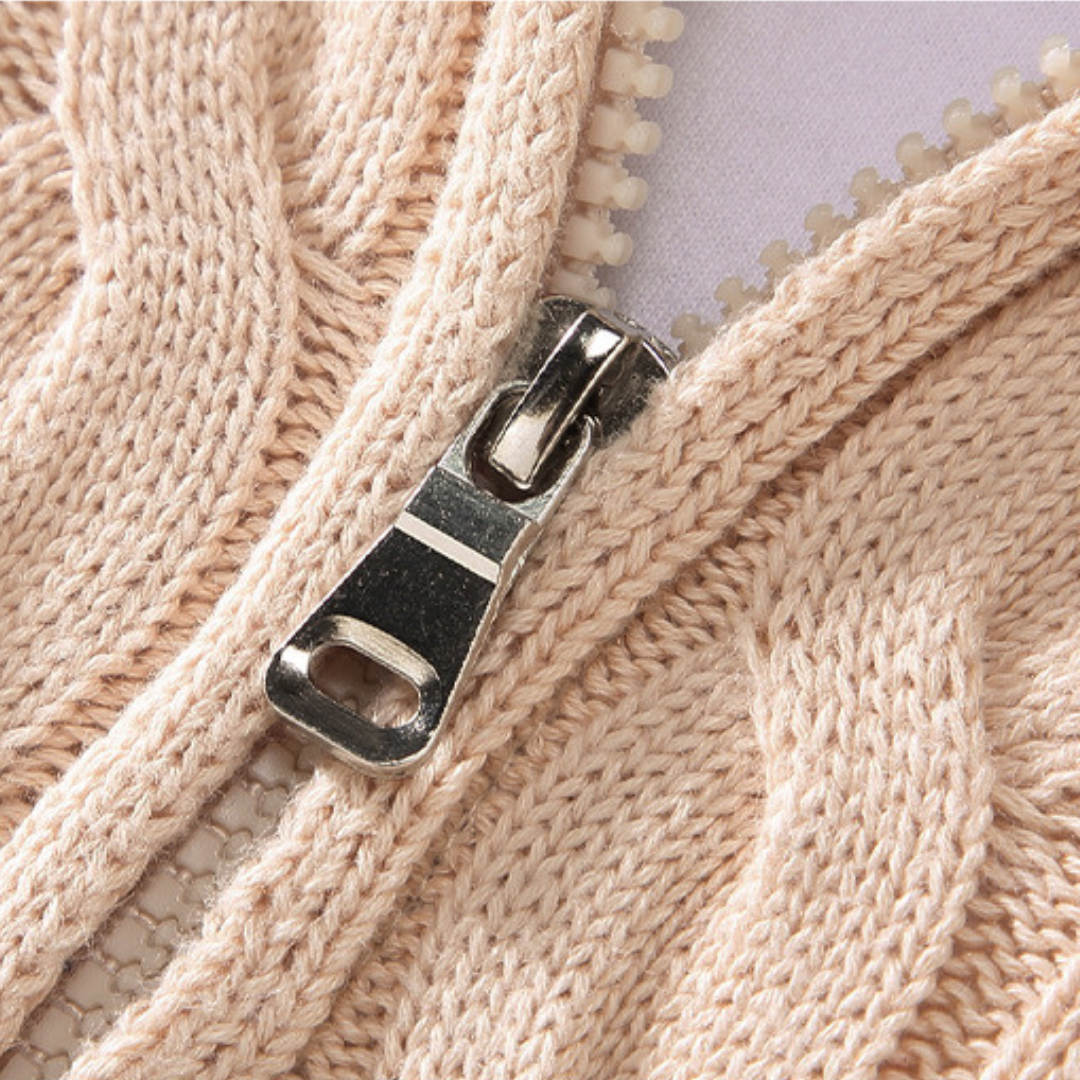 Herren Pullover mit Reißverschluss - Zopfstrick Pullover - Stehkragen