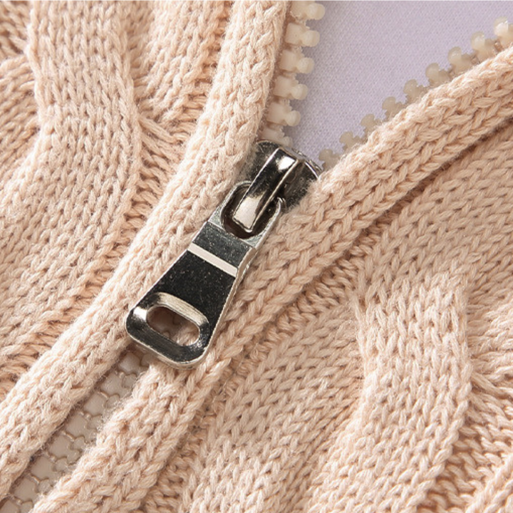 Herren Pullover mit Reißverschluss - Zopfstrick Pullover - Stehkragen