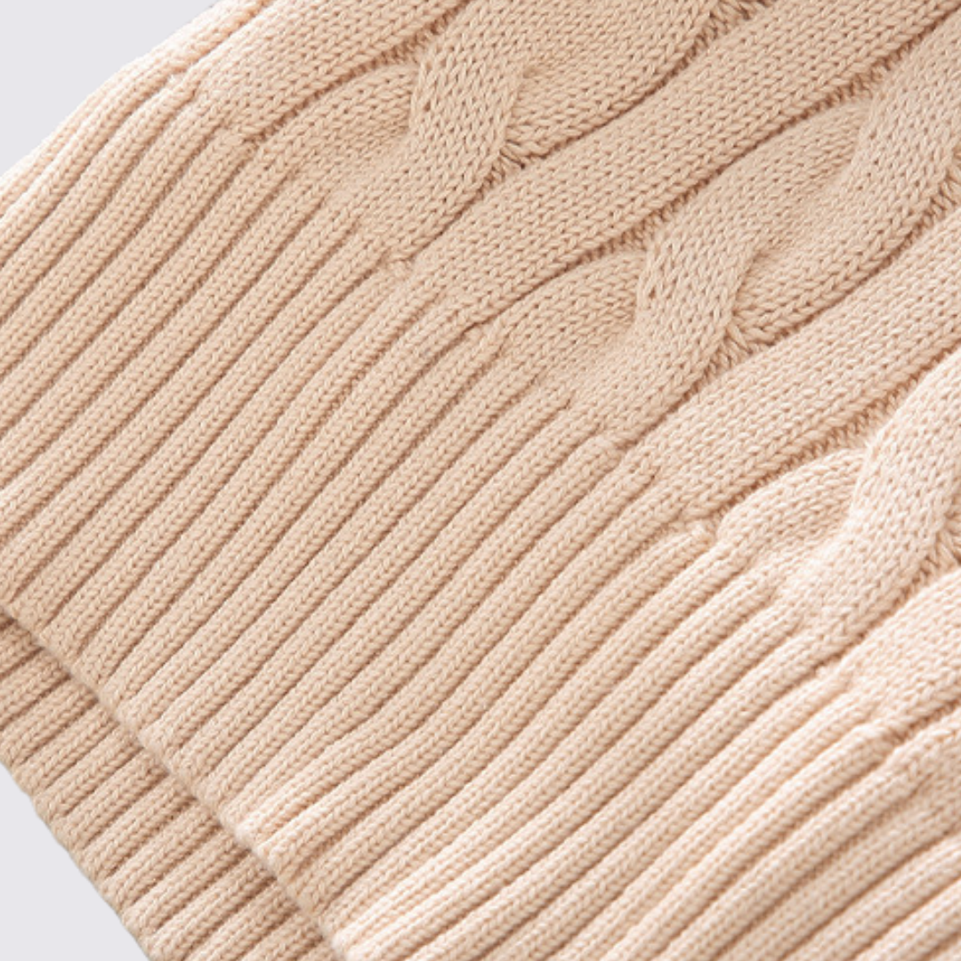 Herren Pullover mit Reißverschluss - Zopfstrick Pullover - Stehkragen