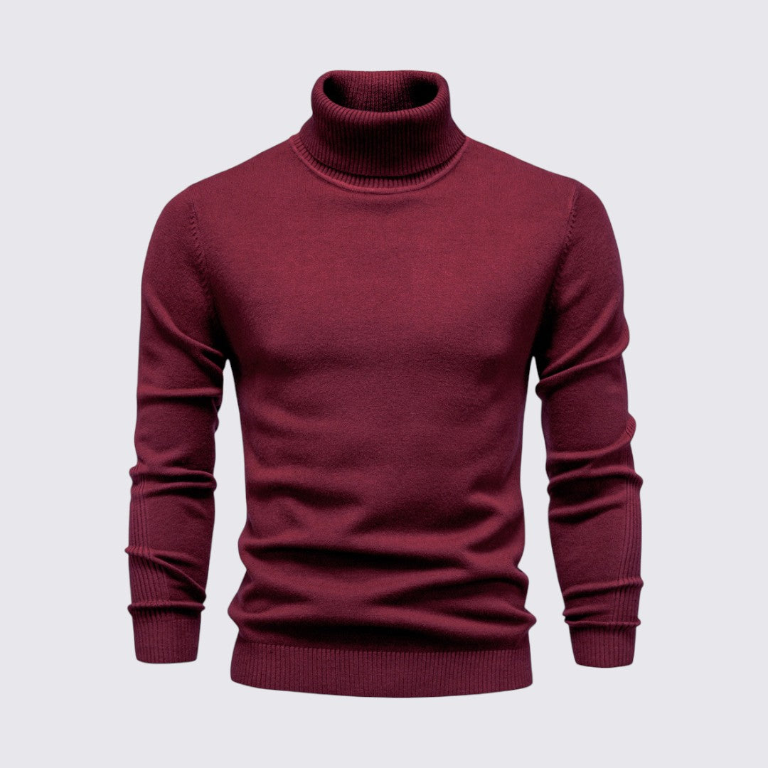 Herren Pullover mit Rollkragen - Klassischer Pullover - Gerippte Bündchen