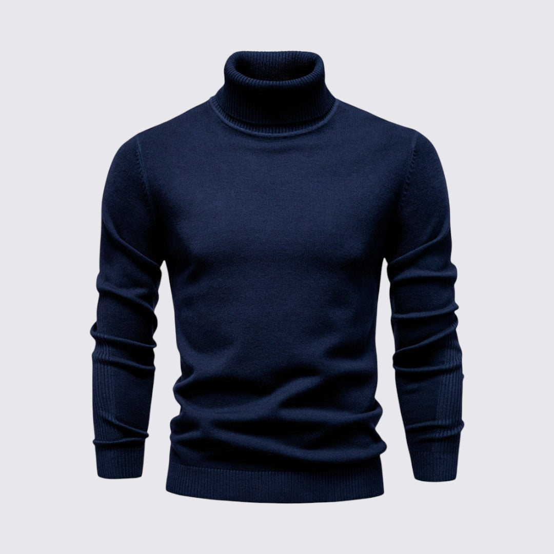 Herren Pullover mit Rollkragen - Klassischer Pullover - Gerippte Bündchen