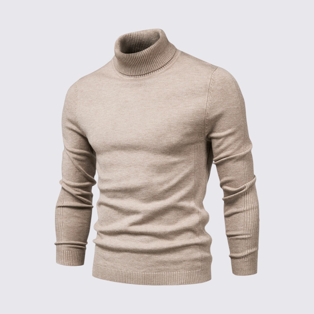 Herren Pullover mit Rollkragen - Klassischer Pullover - Gerippte Bündchen