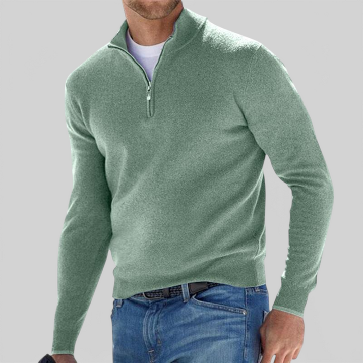 Herren Pullover mit Stehkragen - Klassischer Pullover - Reißverschluss Vorne