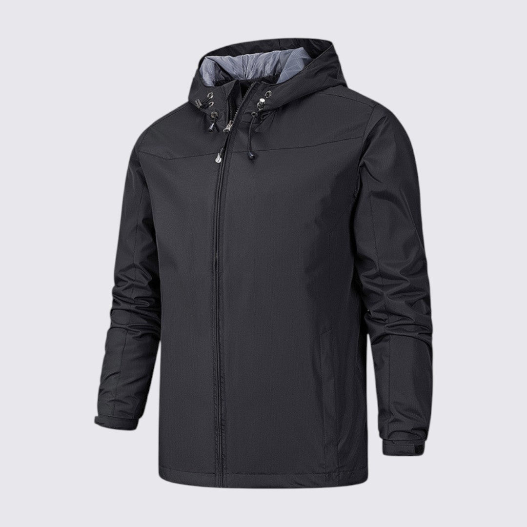 Herren Regenjacke mit Kapuze - Funktionale Regenjacke - Reißverschluss Vorne