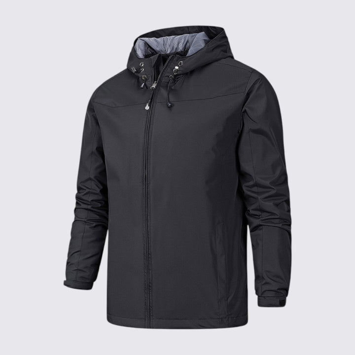 Herren Regenjacke mit Kapuze - Funktionale Regenjacke - Reißverschluss Vorne