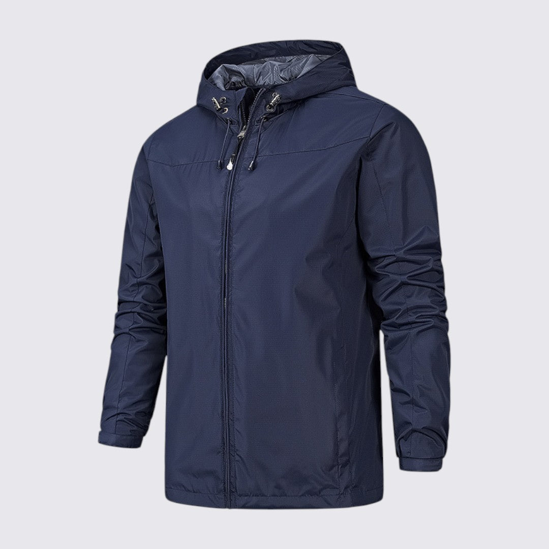 Herren Regenjacke mit Kapuze - Funktionale Regenjacke - Reißverschluss Vorne
