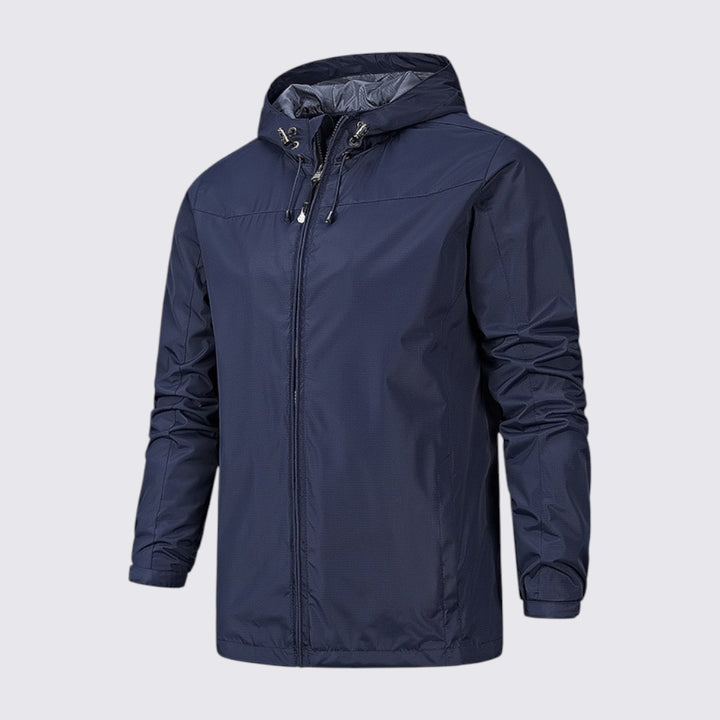 Herren Regenjacke mit Kapuze - Funktionale Regenjacke - Reißverschluss Vorne