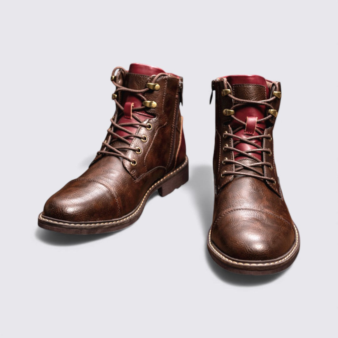 Herren Stiefeletten mit Reißverschluss - Knöchelhohe Stiefeletten - Schnürung Vorne