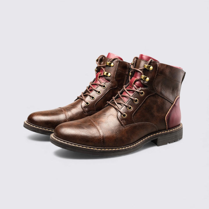 Herren Stiefeletten mit Reißverschluss - Knöchelhohe Stiefeletten - Schnürung Vorne