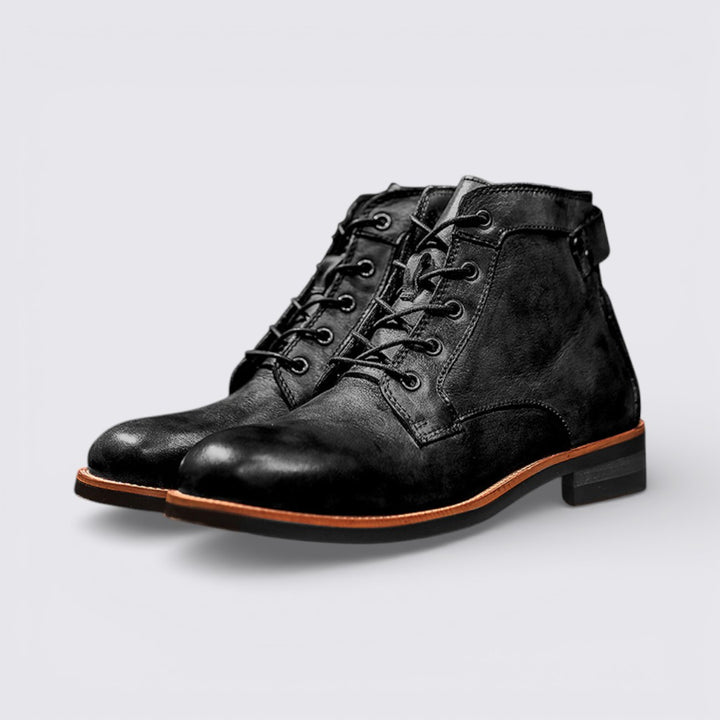 Herren Stiefeletten mit Schnürung - Knöchelhohe Stiefeletten - Schnürhaken