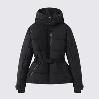 Kapuze Gürtel Steppjacke für Damen