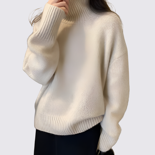 Klassischer Rollkragenpullover mit weitem Schnitt für Damen