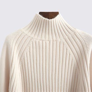 Klassischer gerippter Langarm-Pullover für Damen