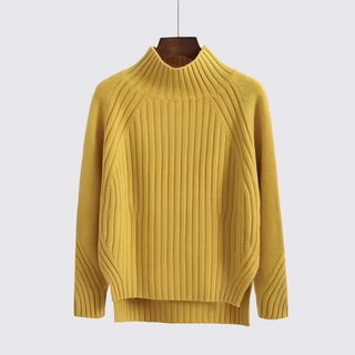 Klassischer gerippter Langarm-Pullover für Damen