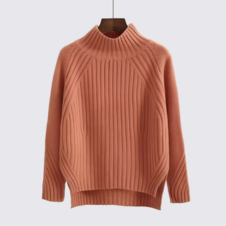 Klassischer gerippter Langarm-Pullover für Damen