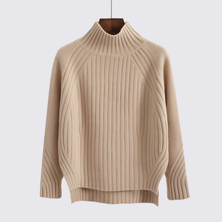 Klassischer gerippter Langarm-Pullover für Damen
