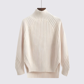 Klassischer gerippter Langarm-Pullover für Damen