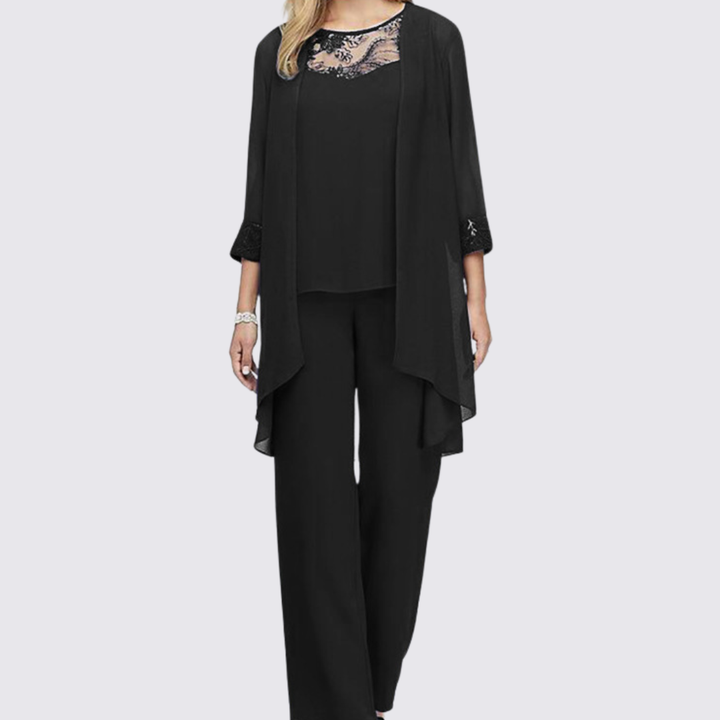 Klassisches Dreiteiler-Set mit Jacke und Hose für Damen