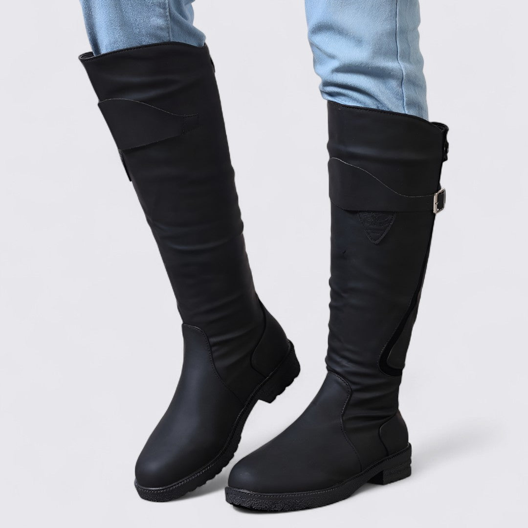 Kniehohe Stiefel mit Schnalle für Damen