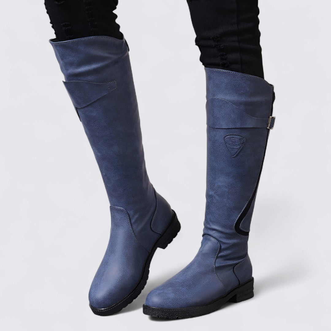 Kniehohe Stiefel mit Schnalle für Damen