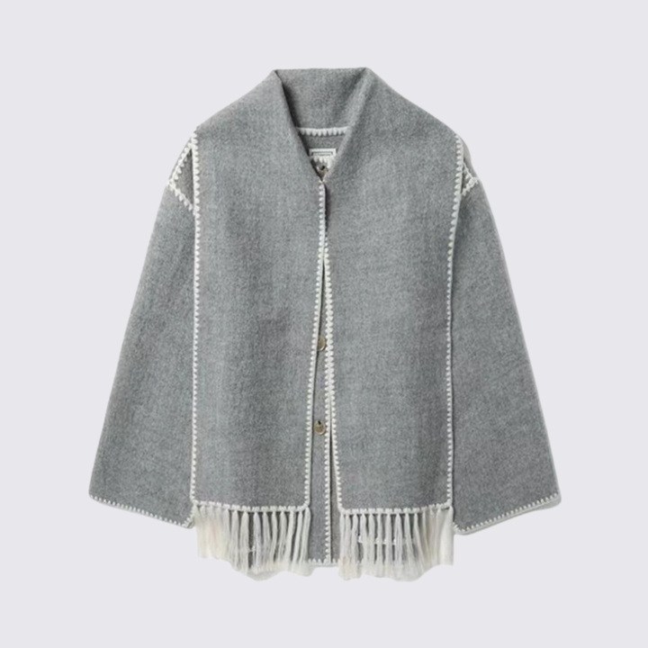 Knopfleiste Patchtaschen Mantel für Damen