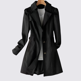 Langarm-Mantel mit Knopfleiste und Taschen für Damen