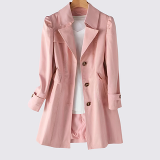 Langarm-Mantel mit Knopfleiste und Taschen für Damen
