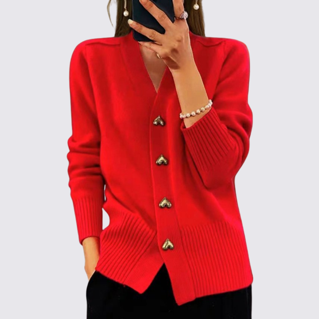 Langarm-Strickjacke mit Knopfleiste für Damen