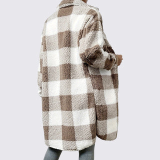Langer Mantel mit Karomuster für Damen