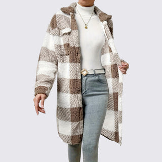 Langer Mantel mit Karomuster für Damen