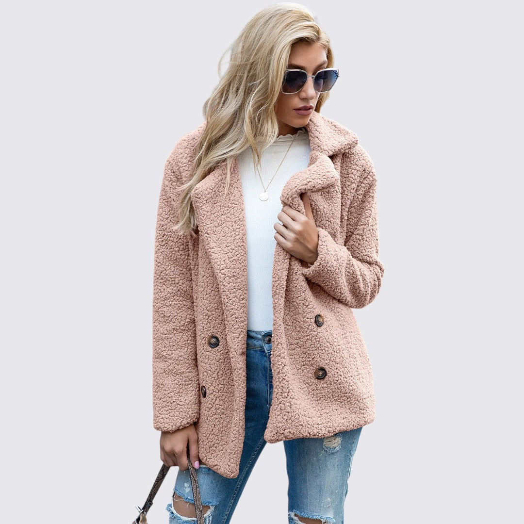 Lockerer Mantel mit Knopfleiste und Taschen für Damen