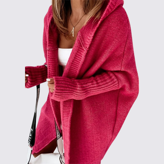 Offene Strickjacke mit Kapuze für Damen
