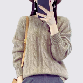 Schlichter Langarm-Pullover mit V-Ausschnitt für Damen