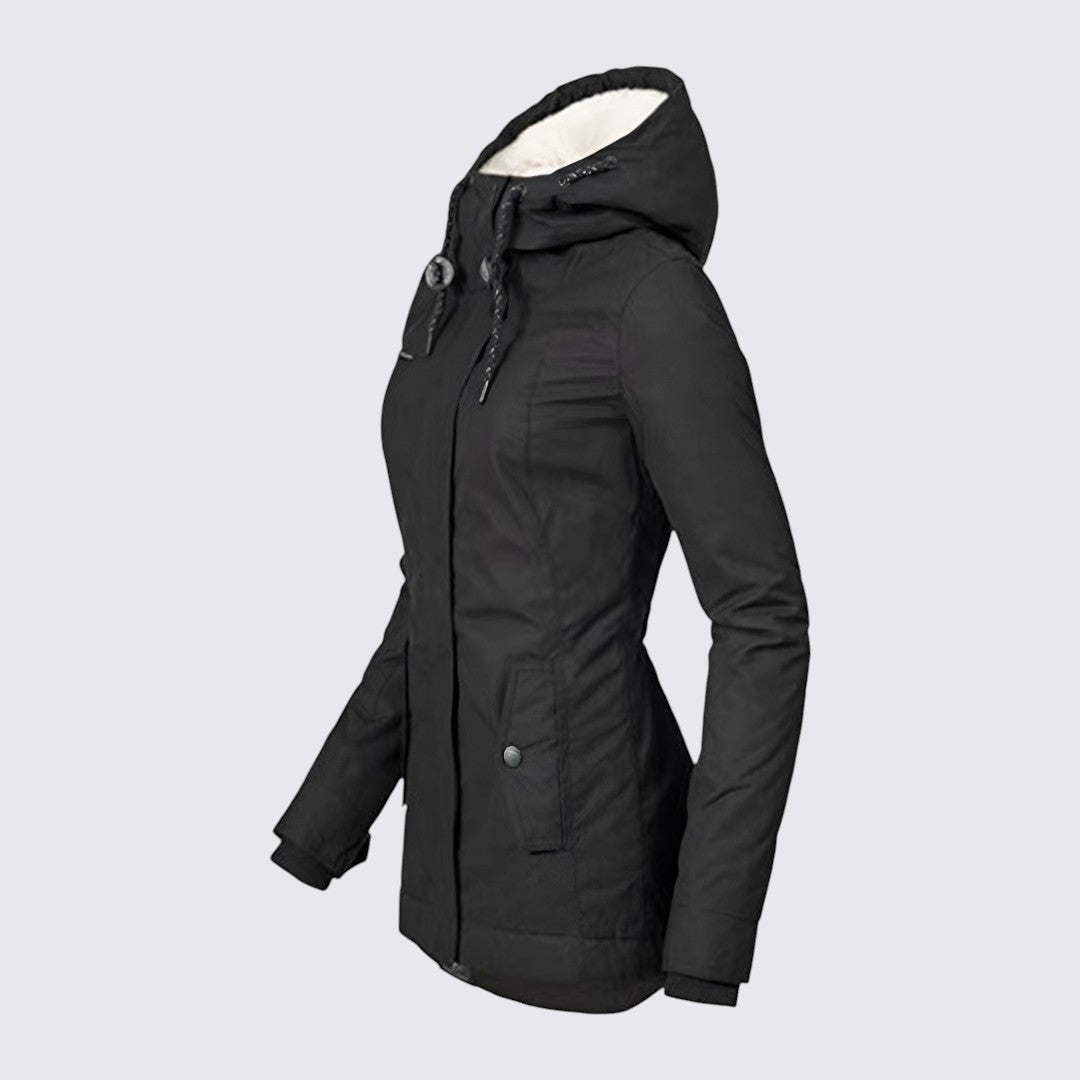 Taillierte Jacke mit Kapuze und Reißverschluss für Damen