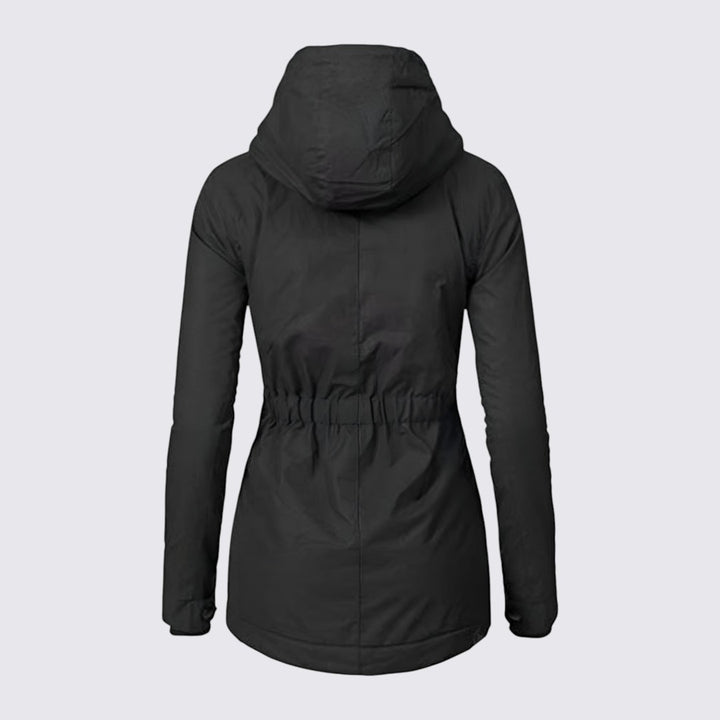 Taillierte Jacke mit Kapuze und Reißverschluss für Damen