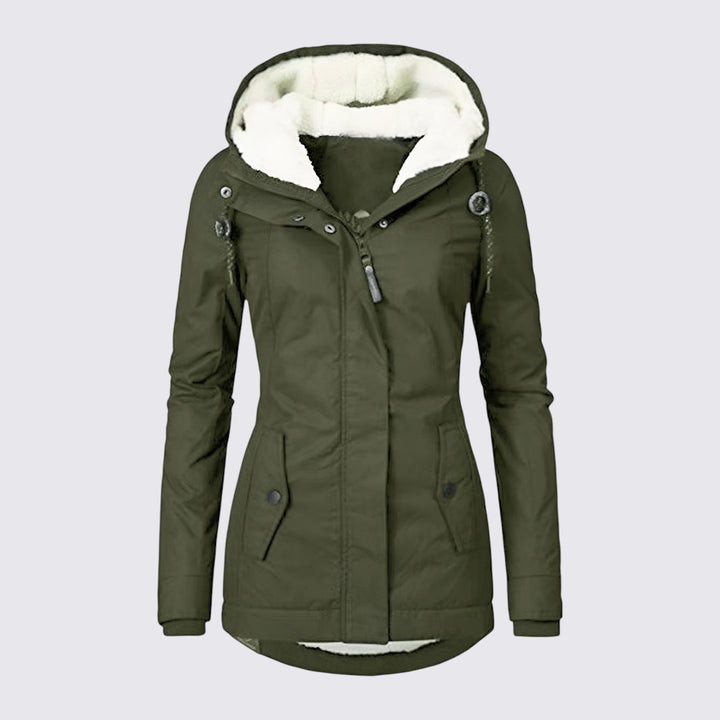 Taillierte Jacke mit Kapuze und Reißverschluss für Damen