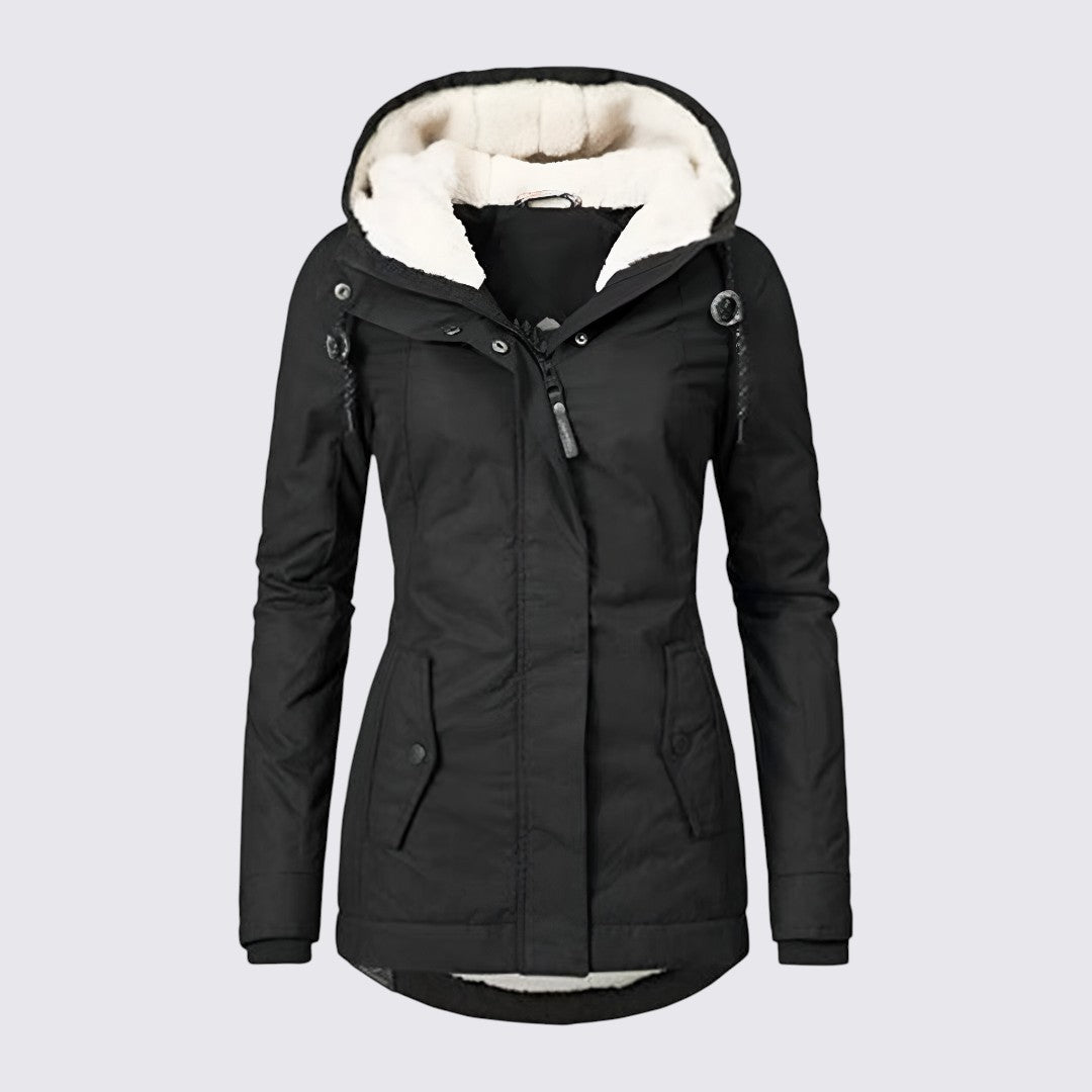 Taillierte Jacke mit Kapuze und Reißverschluss für Damen