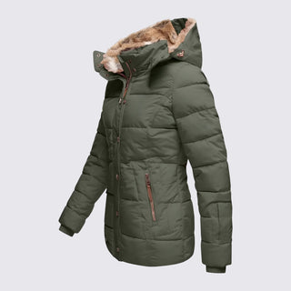 Taillierte gesteppte Jacke mit Kapuze für Damen