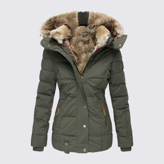 Taillierte gesteppte Jacke mit Kapuze für Damen
