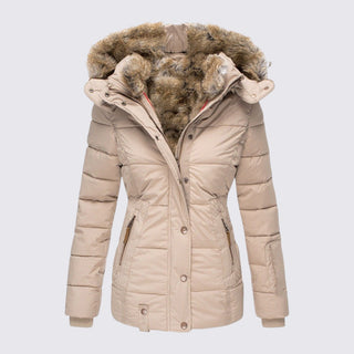 Taillierte gesteppte Jacke mit Kapuze für Damen