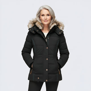 Taillierte gesteppte Jacke mit Kapuze für Damen