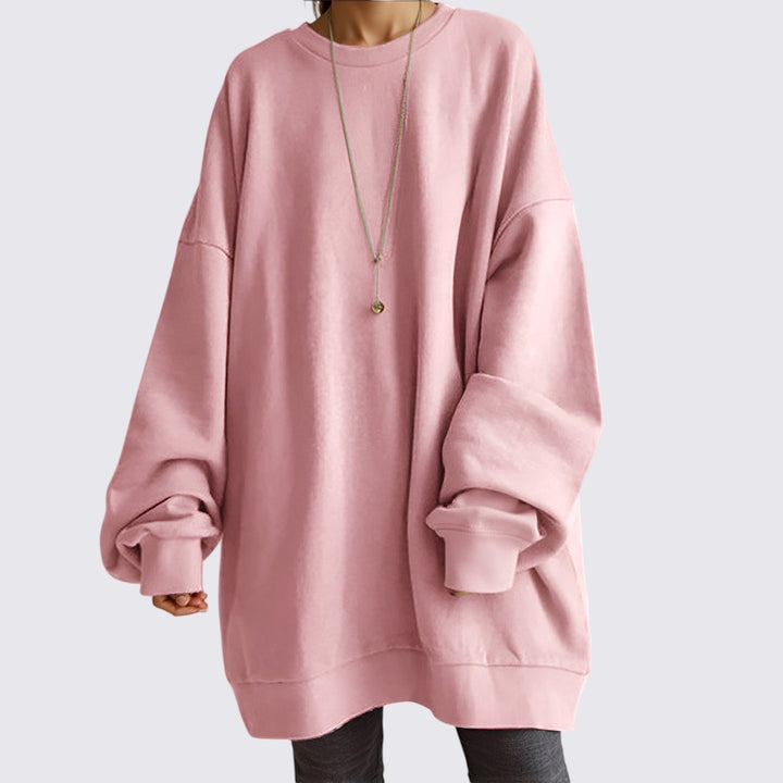 Weiter Langarm-Pullover mit Rundhalsausschnitt für Damen