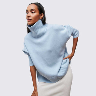 Weiter Rollkragenpullover gerippt für Damen